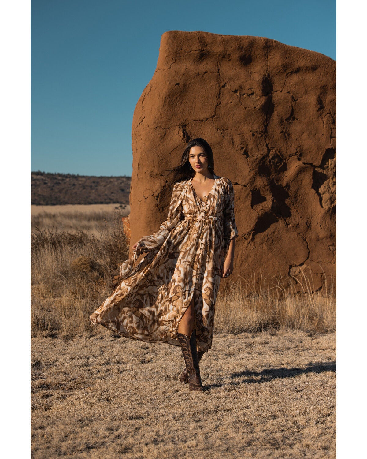 Shyanne Women's Horse Print Chiffon Maxi Dress