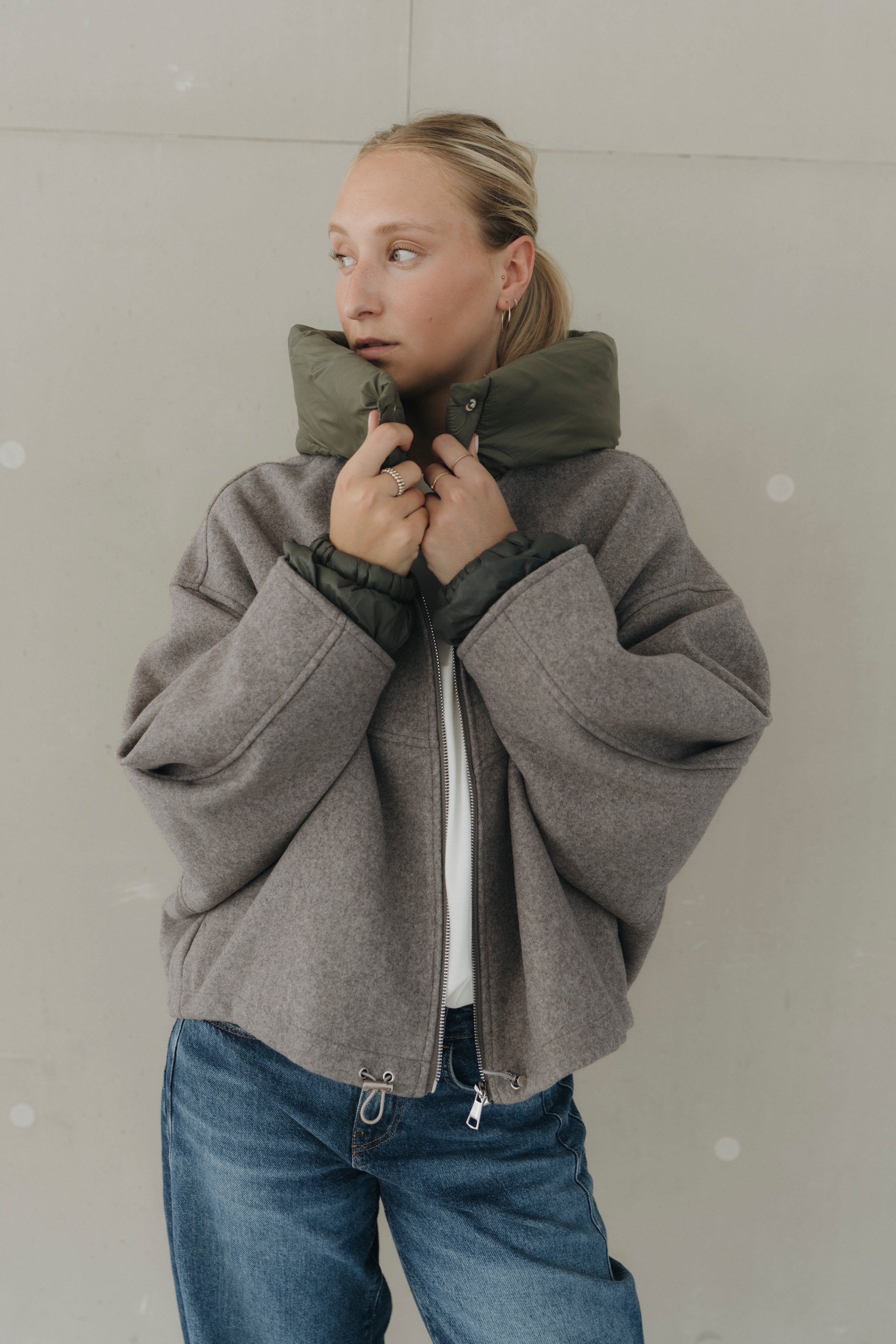 Jacket with puffer details "MalieDLL" taupe/khaki