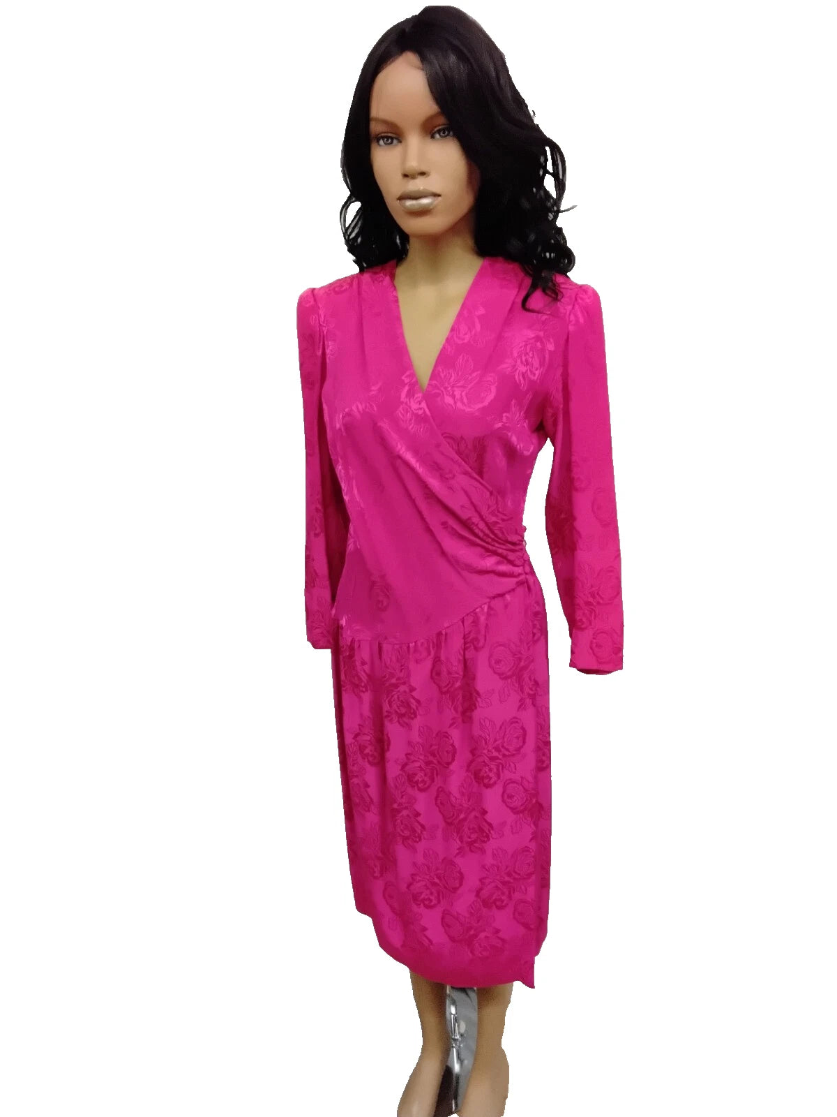 Vintage 80s-90s Wrap Hot Pink Dress by Contempo Casuals – Kostume Room