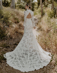 Piper Long Sleeve Lace Wedding Gown | High Neck Romantic Elegance