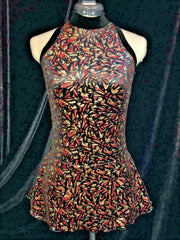 GOLD RED BLACK Figure Skating Ice Skating Competition Test Dress