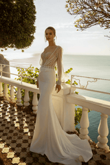 Sweetheart Neckline Wedding Dress - Fitted Mermaid Wedding Gown - Convertible Wedding Gown with Sheer Sleeves Plus Size - WonderlandByLilian