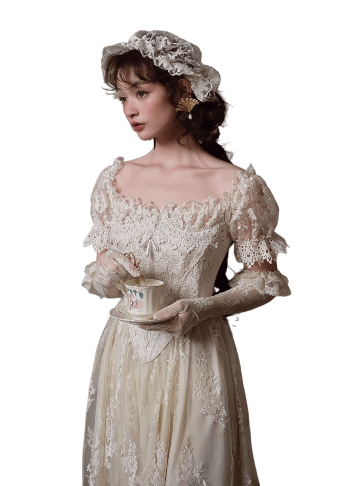 LACEMADE Candlelit Tears Antique Lace Corset Wedding Dress – Maxi Dresses