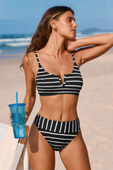In Your Lane Striped Bikini Set
