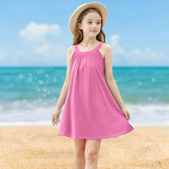 Ashirexll Teen Summer Dresses, Girls Summer Dress, 4-15y Girls Cute Casual Slip Dress Solid Color Sleeveless Camisole A-Line Dress