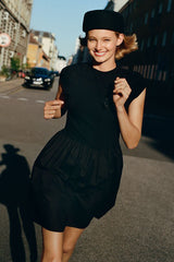 anthropologie black dresses Twofer Mini Dress by in Black, Size: S Petite 60s Mod Pattern