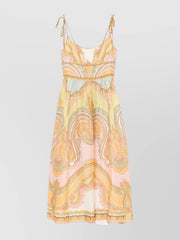 Zimmermann Printed linen midi dress with empire waist