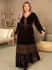 Plus Size V-Neck Balloon Sleeve Maxi Dress - Charming Charlie