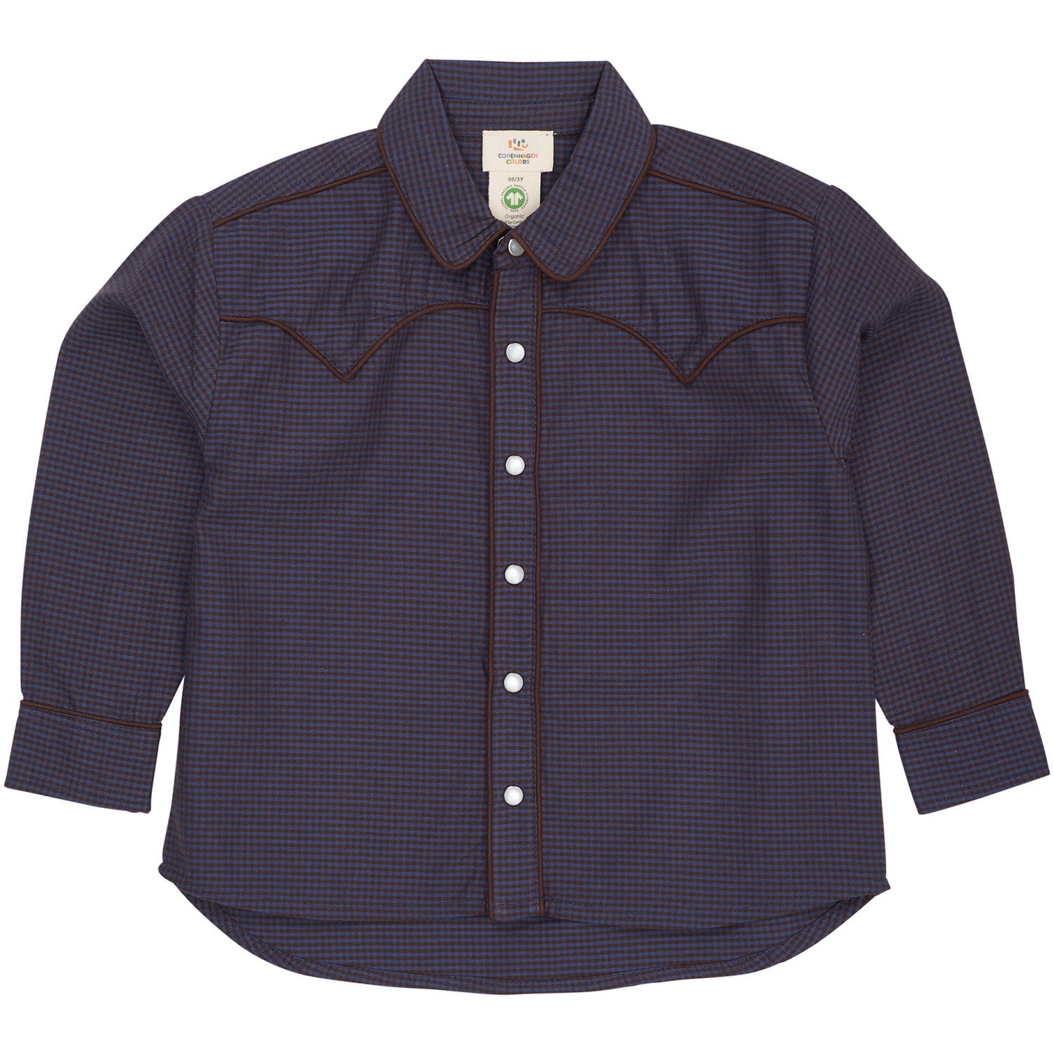 COPENHAGEN COLORS Brown/Blue Check Comb. Checkered Cowboy Shirt
