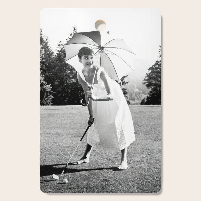 Audrey Hepburn Playing Golf, Black and White Vintage Art Poster – Society6