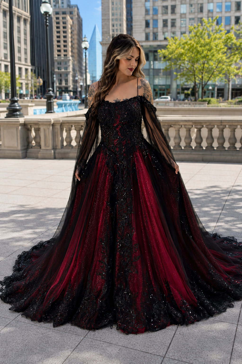 Black And Red Gothic Style Wedding Dresses Gothic Black Lace Wedding Dress With Red Lining BLAIR