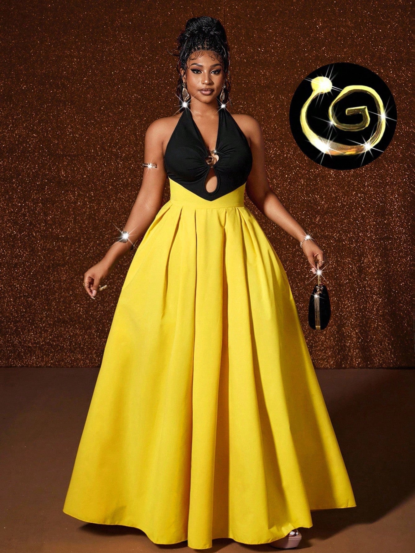 Make a statement in this stunning plus-size maxi party dress that's all about confidence and glamour. The daring backless design shows off your best angles while metallic accents catch the light with every move. Perfect for celebrations, date nights, or whenever you want to feel absolutely fabulous. Slip into elegance and let your personality shine through—because you deserve to turn heads and feel incredible.