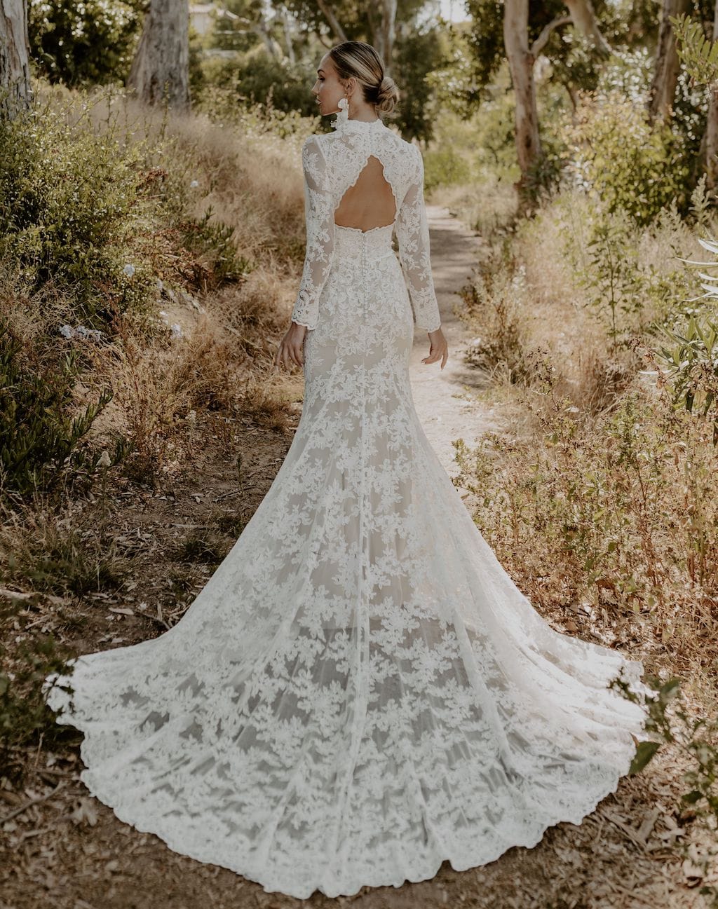 Piper Long Sleeve Lace Wedding Gown | High Neck Romantic Elegance