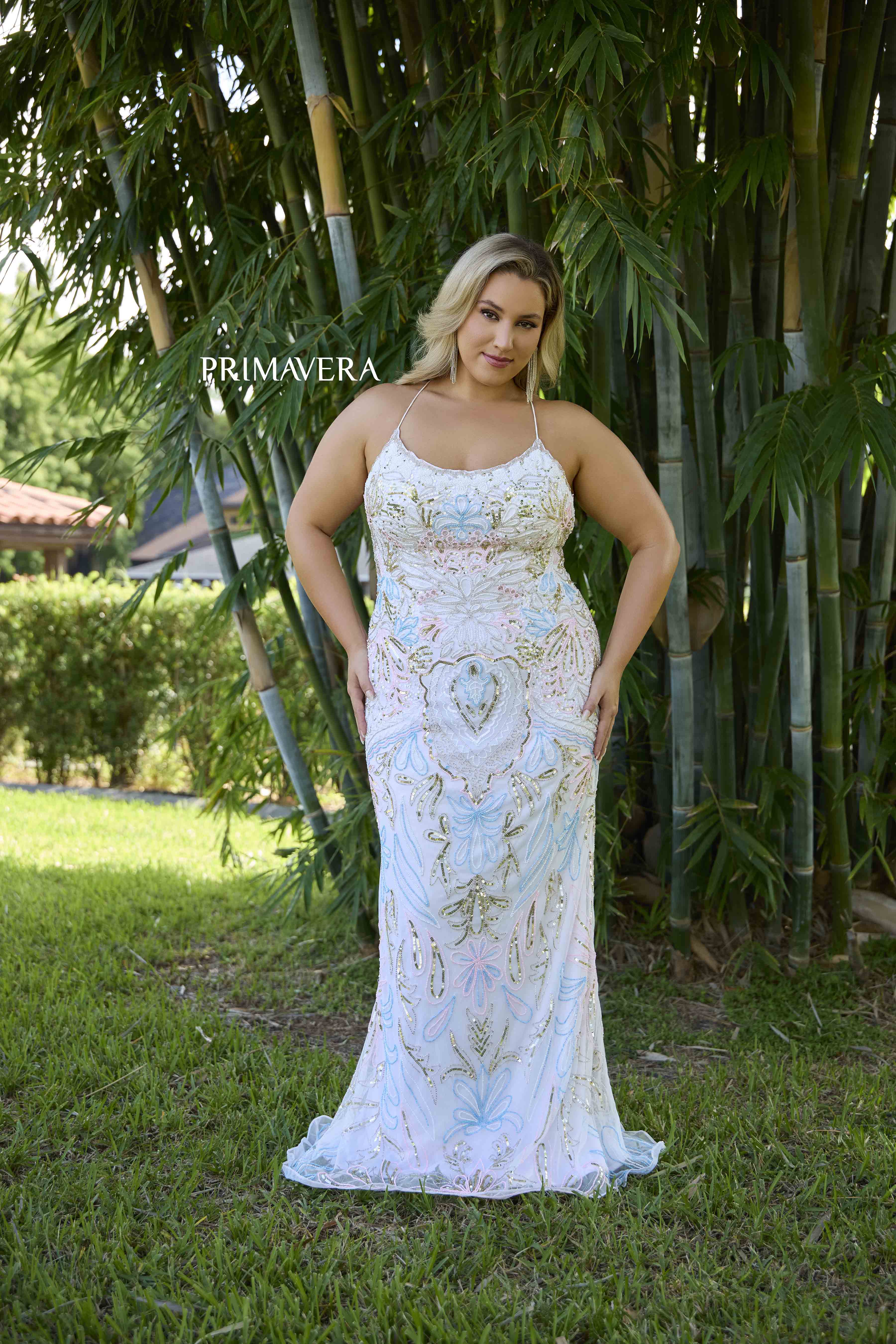 This plus size prom dress by Primavera Couture features a beaded design and corset scoop neck, making it a perfect choice for any formal occasion. The curvy silhouette will flatter your body and make you feel confident all night long.

Sizes: 14W-24W

Colors: Apple Green, Black, Grape, Ivory