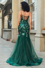 emerald green homecoming dress long ZAPAKA Women Dark Prom with Appliques Mermaid Lace-Up Back Party Dress, Dark Green / US2 MUGLER & H&M Women's Size:M/L (12-14) 18 Occasion AUTUMN WINTER –
