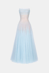 Blue Draped Lace Maxi Dress - Montsand