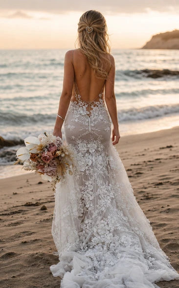 Sexy Beach Bridal Gowns, Destination Wedding Dress for Seaside