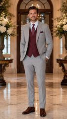 How to style grey and burgundy wedding suits for your big day | Dunnio Tailor