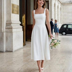 White Tea Length Dress Cocktail