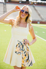 TOUCHDOWN TIGER HAND PAINTED YELLOW DRESS DRESS Judith March