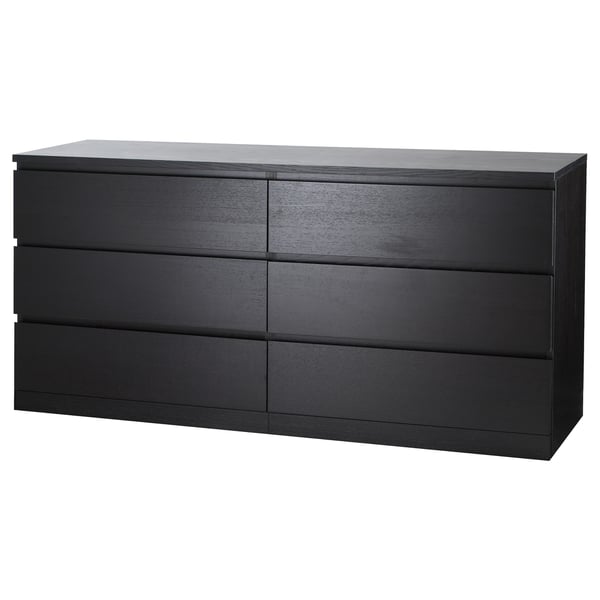 MALM chest of 6 drawers, black-brown, 160x78 cm