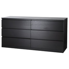 MALM chest of 6 drawers, black-brown, 160x78 cm