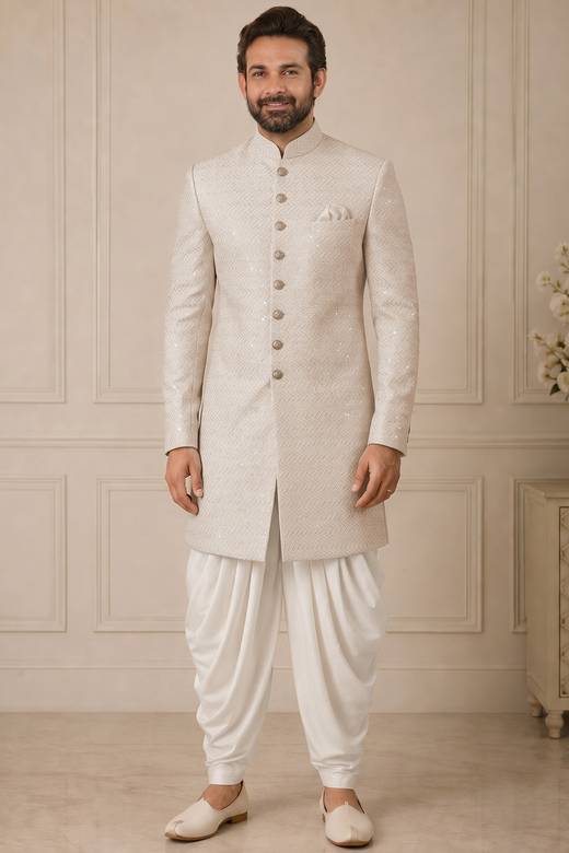 Buy White Engagement Indian Dresses Online for Men in USA