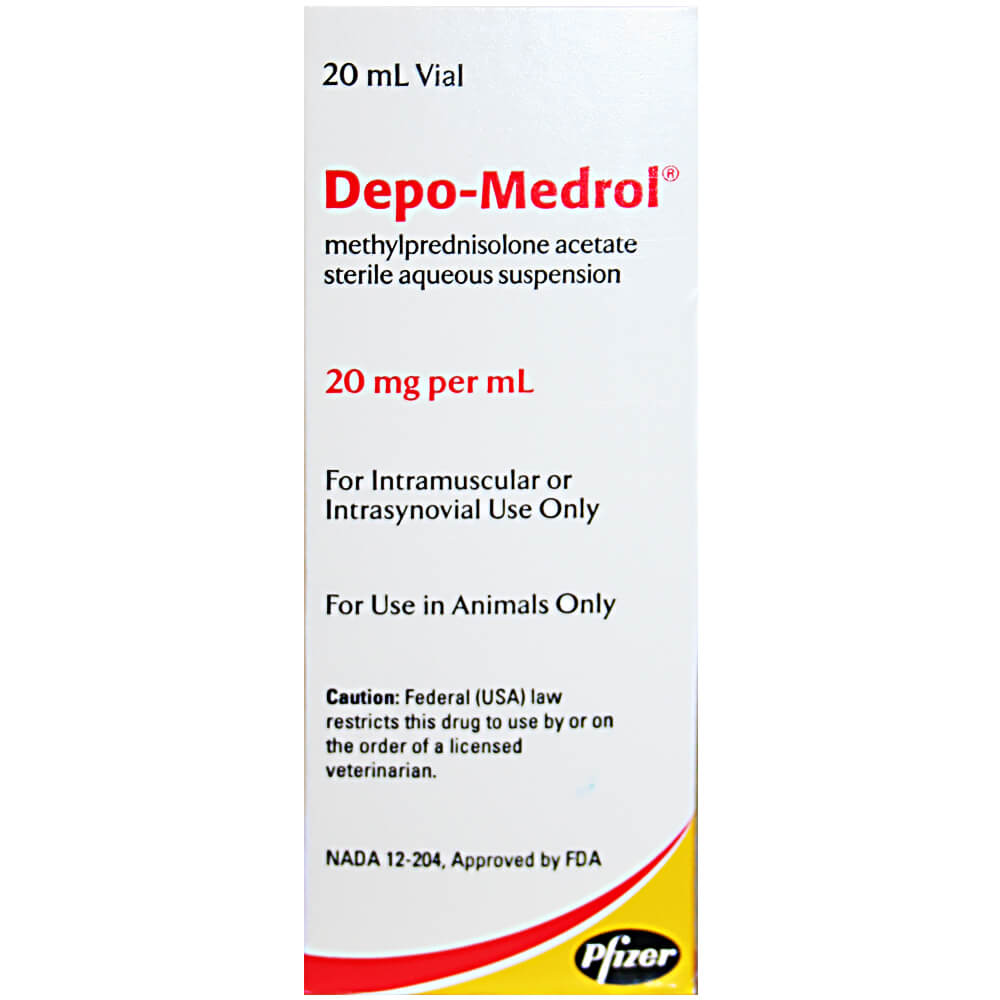 Rx Depo - Medrol® Injection for Dogs, Cats, & Horses - 012UPJAN01-20 - 20 mg/ml Injection - 20 mL - 1