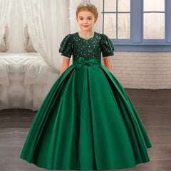 Sequin Girls Dresses Princess Kids Bridesmaid Wedding Birthday Party Prom Gown