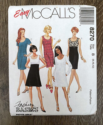 90s Empire Waist Dress Sizes 8-10-12 McCalls 8270 Uncut