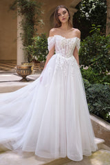 Wedding Dresses Long Bridal Lace Applique A Line Wedding Dress Off White